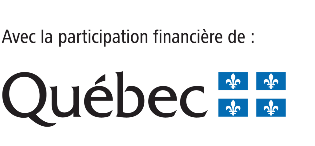 Logo avec la pparticipation financière du gouvernement du Québec.